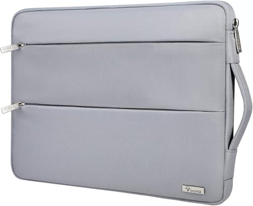 Voova Laptop Sleeve Case 14-15 Inch with Handle, Waterproof Slim Computer Cover Bag Compatible with MacBook Air M2/M3 15, MacBook Pro 15, 15” Surface Laptop 5/4, Hp chromebook 14, Silver Grey