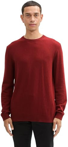 TOM TAILOR Herren 1043266 Basic Strickpullover mit Kaschmir, 35676-Burgundy Dark Red Melange, XL