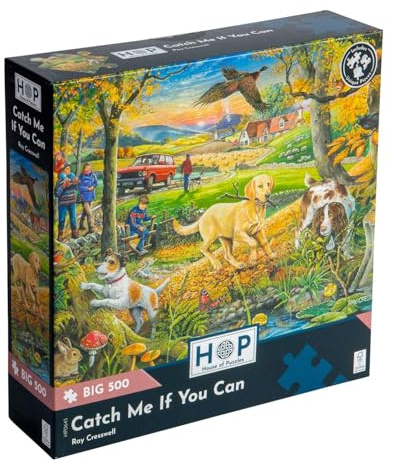 The House of Puzzles - Catch Me If You Can Jigsaw - Big 500 Piece Jigsaws For Adults, Extra Large Pieces, Artist Illustrated, Scenic Landscape, Deluxe Puzzle Gifts
