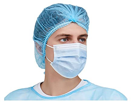 Zhbro YI 21 Einweg Haarnetz Einweghauben mit elastischem Band Einmalhaube Baretthaube Kopfschutz Abdeckung (200, Blue)