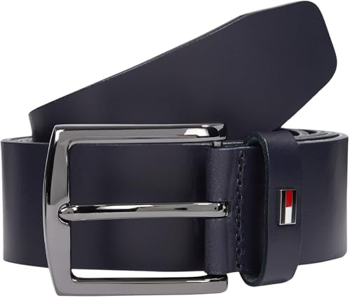 Tommy Hilfiger Herren Gürtel Denton 3,5 cm Ledergürtel, Blau (Space Blue), 85 cm
