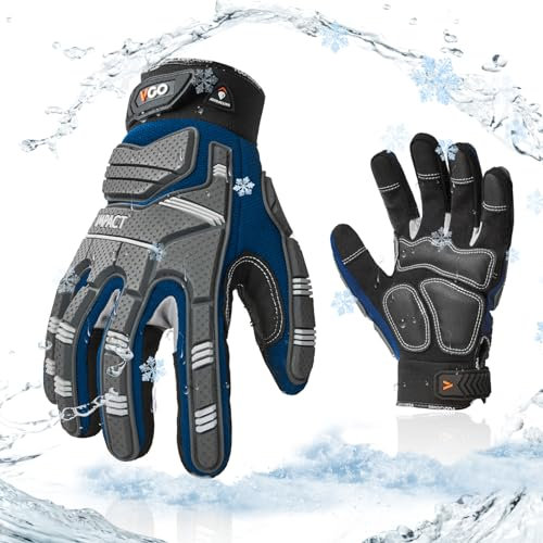 Vgo... 1par 0°C/32°F Guantes de trabajo de seguridad para invierno, guantes mecánicos, guantes de impacto, guantes antivibración, guantes de aparejador, Heavy Duty (SL9792FLWP)