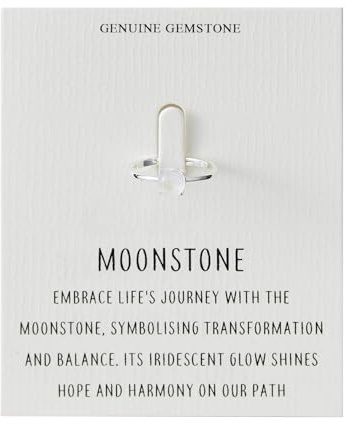 Philip Jones Moonstone Adjustable Ring with Quote Card