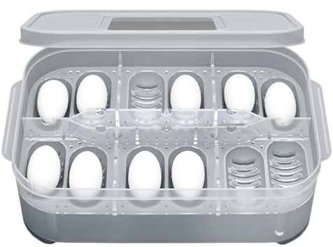 Fruusv Eierbrutkasten mit 12 Eiern, transparent – Eidechsenzuchtbox, Brutkästen für Bruteier, tragbarer Reptilien-Inkubator für kleine Reptilien