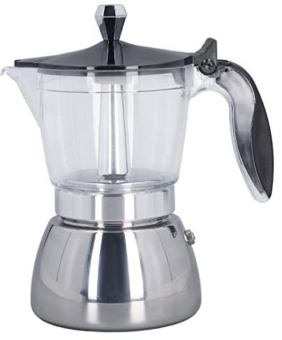 Cafetera for estufa, cafetera Moka de inducción, máquina de café expreso for estufa, cafetera for estufa, cafetera Moka de 6 tazas, tapa de ABS transparente