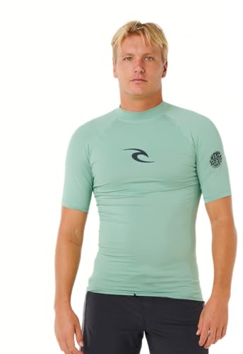 Rip Curl Rashguard da Uomo a Maniche Corte Waves UPF 50 Performance