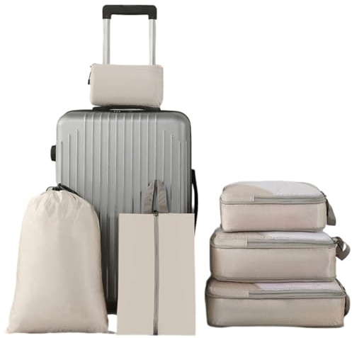 Cubi da viaggio a compressione, 6 pezzi, organizer | borse da imballaggio per valigie, vestiti, biancheria da letto, scarpe, articoli da toeletta, piumone, trasloco, aereo, campeggio, con