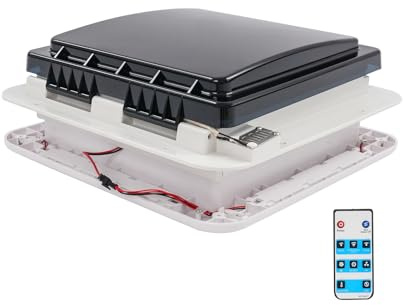 MELAQULY Ventilatore da tetto per camper, 12 V, ventilatore con LED e telecomando, 36 x 36 cm, potente ventilatore di scarico per aperture sul tetto