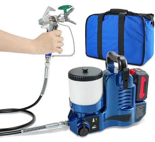 Pulverizador de pintura inalámbrico, 500 W de alta presión, capacidad de 1,2 L, batería de litio de 21 V, caudal de 1,1 l/min, 6 velocidades ajustables para pinturas de látex y lacas