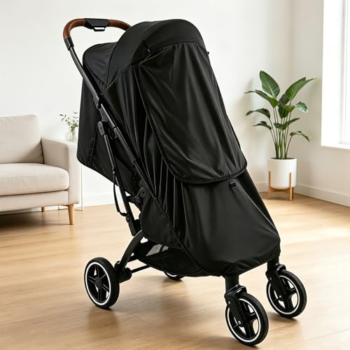 Rzspher Pram Sun Shade, Universal Breathable Sunshade for Baby Sleep Aid | Stroller Sunshade with Zip Window, for Pushchair UV Protection, for Pushchairs Buggies and Travel Strollers