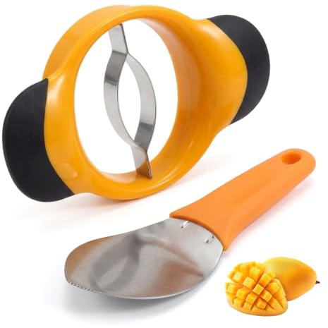 Lot de 2 coupe-mangue avec éplucheur de mangue, outil de cuisine pratique pour salades de fruits et desserts, préparation efficace de la mangue et d'autres fruits