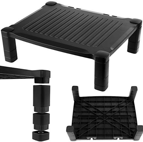 Computer Stand Desk Riser PC Monitor Stand Screen Riser Adjustable Height Raiser Accessories for Laptop Display Desktop Printer Small TV Projector iMac Ergonomic Cable Management Black