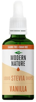 Modern Nature Vanilla Flavour Drops | Sugar Free Coffee Syrup, Liquid Stevia Sweetener, Zero Calorie, Natural Sweetner Flavor Drops | Perfect for Coffee, Protein Shakes, Baking & Drinks – 50ml