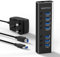 RSHTECH Powered USB Hub, 7 Port USB 3.0 Data Hub Aluminum USB 3.0 Splitter with Individual On/Off Switches and 12V/2A (24W) Power Adapter (RSH-A37S)