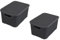 BranQ - Home essential Deckel Korb in Rattan Design 2er Set Grösse M 10l, Kunststoff PP, Anthrazit, 10 l