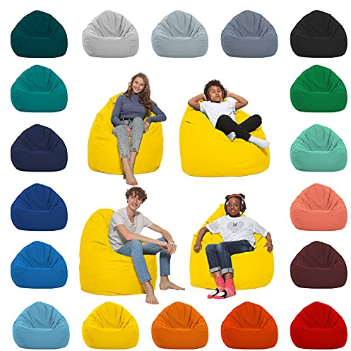 HomeIdeal - Sitzsack XXL Bodenkissen für Erwachsene & Kinder - Geeignet für Gaming oder Entspannen - Indoor wie Outdoor da er Wasserfest ist - mit EPS Perlen, Farbe:Gelb, Größe:XXL