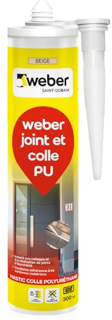 Mastic colle poyuréthane PU, beige, 300ml, PU40, WEBER
