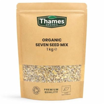 Organic Seven Seed Mix-Certified Organic, Non-GMO, Vegan, No Additives, No Preservatives, Resealable Bag by Thames Organic 1kg