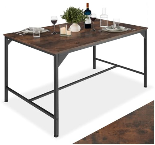 tectake® Table à manger 120 x 75 x 75 cm pour Salle à manger, Table cuisine Style industriel Tables de salle à manger 4 places, Meuble industriel, Meuble Salon Séjour Cuisine Bois et Acier, Bois foncé