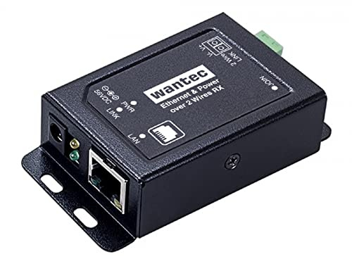 Wantec 2wIP 2-Draht Ethernet Adapter mit PoE - Schraubklemmen - Switchseite | Sender - inkl. Netzteil 65Watt
