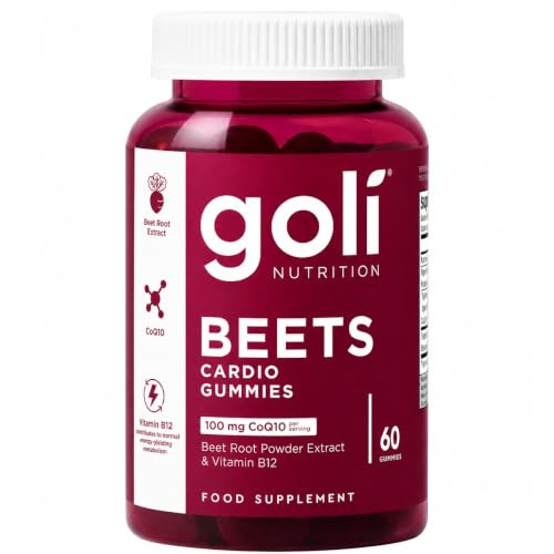 Goli Beets Cardio Gummies | 100mg CoQ10 & Beet Root Extract | Heart Health & Antioxidant | Gluten-Free, Vegan, Non-GMO & Gelatin-Free | Nature's Great Superfood | 60 Gummies