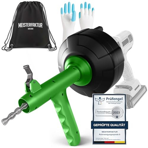Meisterfaktur Furet Déboucheur Canalisation [7.5m] - Fonction Automatique - Furet Plomberie Idéale avec Poussée Automatique - Spirale de Nettoyage de Tuyaux pour Vrais Bricoleurs !