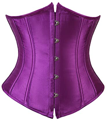 FeMereina Corsé de satén debajo del busto para mujer, corsé de entrenamiento de cintura, talla grande, corsé vintage de Halloween, Morado #1, S