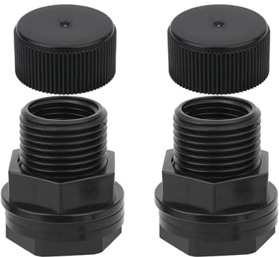 Gosknor 2pcs Garden Hose Bulkhead Fitting with Plugs, 3/4 Male GHT & 1/2 Female NPT Thread PVC Water Tank Connector Fittings Accessories for Rain Barrel Aquarium Tub Pool Sink