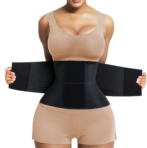Caroti Waist Trainer for Women Waist Cincher Waist Trimmer Corset, Tummy Control Shapewear Belt Triple Wrap for Workout Black