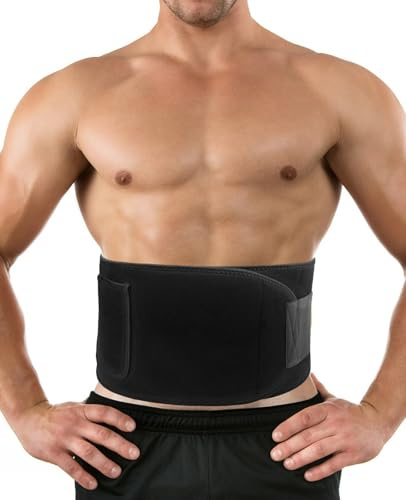 SEESUNO Waist Trainer Men Women, Adjustable Sweat Belt for Workout Tightening Abdomen & Burning Fat (L) Black