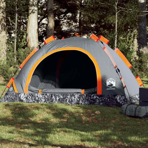 Tienda de campaña inflable para 4 personas, color gris y naranja, liberación rápida para ciclismo, trekking, camping