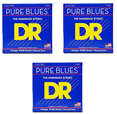 DR PHR-11 Corde per chitarra elettrica Pure Blues, 011-050, confezione da 3