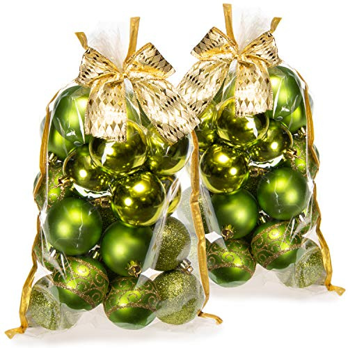com-four® 40x Bolas de Navidad, Bolas de plástico para árboles de Navidad irrompibles para Navidad, Adornos para el árbol de Navidad con Colgantes, Ø 6 cm