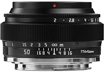 TTArtisan 50mm F2 Metal Bodied Lens Compatible withM43 Mount (Full Frame) - Black