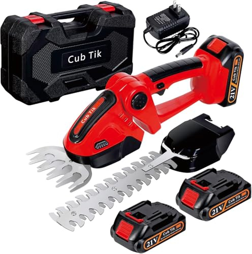 Hedge Trimmer Cordless 2 in 1 Handheld Grass Shears Mini Shrubbery Grass Cutter Electric Brush with Battery and Charger (Mordern)