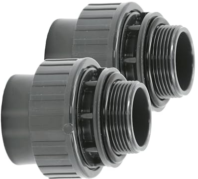 HAF 2X PVC Fittings Verschraubung O-Ring mit 50mm x 1 1/2 | Klebemuffe x Außengewinde | Adapter aus grauem PVC | PN16 für PVC Rohr, Poolfitting, Poolverrohrung, Druckleitung, Rohrleitung & Teich