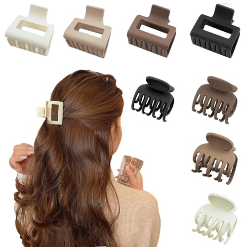8 Piezas Pinza, mini pinzas antideslizantes, Pinzas de Doble Fila para el Cabello, Simples y Mate, Accesorios Mujeres Y NiñAs Fuer Cabello Grueso Y Fino, Material Plástico, multicolor