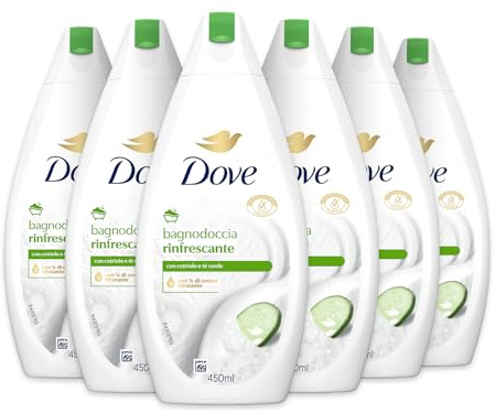 Dove Gel de ducha refrescante, hidratante dermo natural, pepino y té verde, crema hidratante 1/4, dermatológicamente probado, gel de ducha para mujeres y hombres, botella 100% reciclada* 6