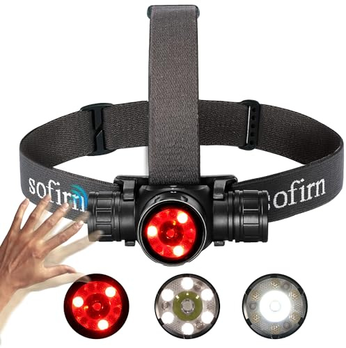 Sofirn HS21 Lampe frontale rechargeable, ultralumineuse 2200 lumens, lampe frontale étanche IP66, éclairage tricolore (rouge/jaune/blanc) pour la randonnée, l'alpinisme, le travail et les urgences