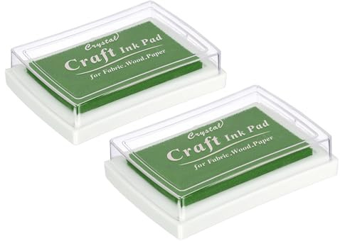 PATIKIL Craft Ink Pads for Stamps, 2 Pcs Washable Finger Print Ink Stamp Pad Color DIY Square for Rubber Stamps Paper Scrapbooking Fabric Wood, Grass Green