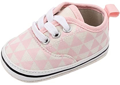 Generisch Suela suave a cuadros con cordones zapatos casuales para niños pequeños princesa cómodos zapatos para aprender a caminar, rojo, 22 EU