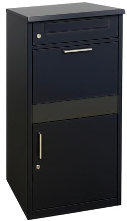 Relaxdays Boîte aux Lettres en Acier avec Compartiment à Colis, 4 clés, 112 x 50 x 37 cm, Noir