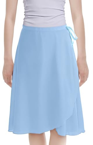 ZUIMEIHQH Ballet Skirt, Black Lyrical Chiffon Dance Costumes Ballet Wrap for Girls Women, Long Women's Skirts Adjustable Dance Skirt for Yoga Ballet (Blue)