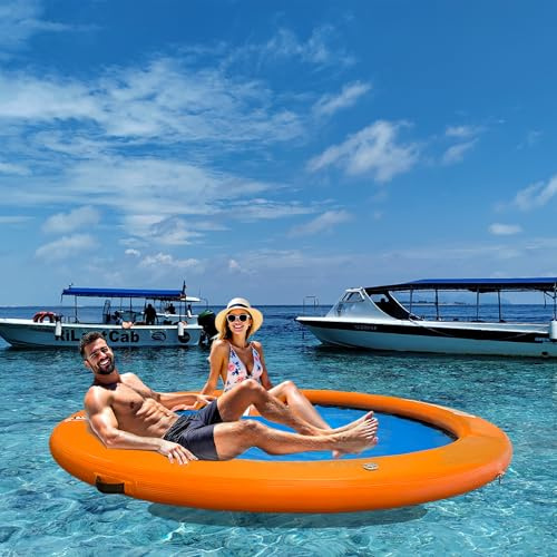Dock Flottant Gonflable, hamac à Eau Gonflable, ∅245/185 cm, île Aquatique, Plate-Forme Flottante, bouée pour Piscine et lac