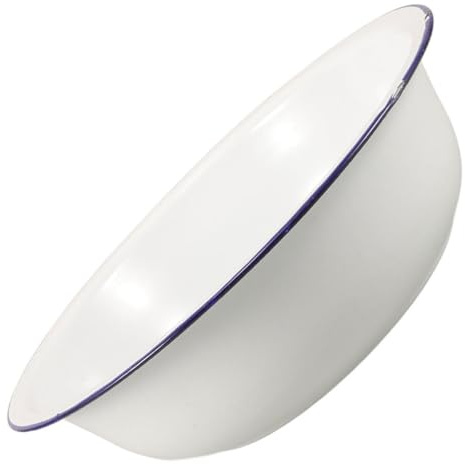 CRAFTHROU Bacinella per Uso Multifunzionale 32cm in Smalto Bianco per Pediluvio Versatile Design Vintage e Decorazione la Casa