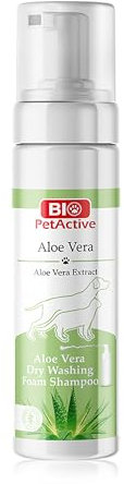 Dry Shampoo For Cats, Dogs & Kitten by Bio PetActive | No Rinse Formula | Aloe Vera Extract Ideal For Sensitive Itchy Pets | Dry Washing Foam Action Grooming Cleans and Moisturises Skin & Coat - 200ml