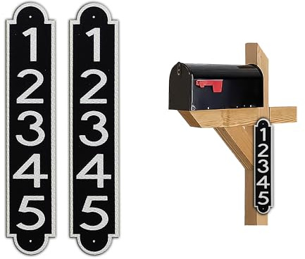 Curb N Sign Mailbox Numbers Plaques - Made of Aluminum Composite Material - Super Reflective Mailbox Numbers for Outside - Customized Plaque - Pre-Drilled - Versatile Usage (Black)