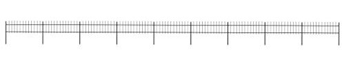 vidaXL Gartenzaun mit dekorativen Speerspitzen Schmuckzaun Metallzaun Zaun Zaunelemente Stahlzaun Gitterzaun Zaunfeld Tor Stahl 15,3x0,6m Schwarz