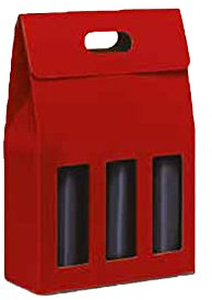 Lucgel Srl 20 unidades caja estuche porta 3 botellas de aceite de vino, 750 ml, de cartón ondulado rojo, 270 x 90 x 390 mm