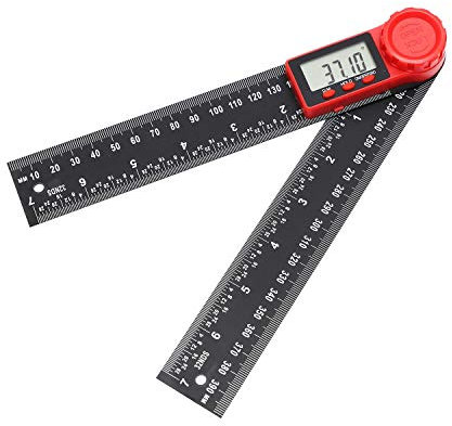 TOPWAY Digital Angle Finder 8 Inch 200mm, Carbon Fibre 0-360° Electronic Inclinometer Goniometer Protractor Angle Ruler Measuring Tool with LCD Display for Engineering Woodworking Construction